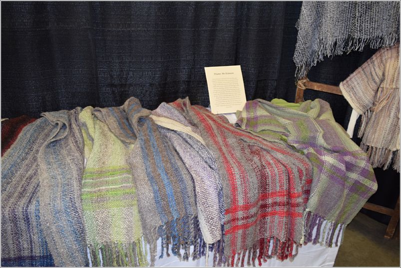  Weaving was the 2023 OFFF Celebrated Craft; one of the Invitational Artists was Diane Mckinnon. These are some of her shawls that were on display. Photo: Peggy Lundquist